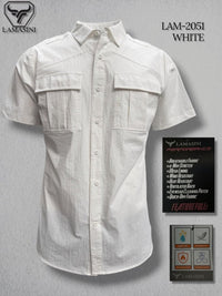 Lamasini Men's Traditional Short Sleeve Western Shirt - White 2051 - OriginalWestern.com