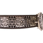 Laser Cut Leather Centenario Western Belt with Removable Buckle - Silver - OriginalWestern.com