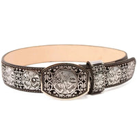 Laser Cut Leather Centenario Western Belt with Removable Buckle - Silver - OriginalWestern.com