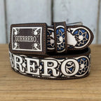 Laser Cut Leather Guerrero Western Belt with Removable Buckle - Brown - OriginalWestern.com