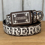Laser Cut Leather Guerrero Western Belt with Removable Buckle - Brown - OriginalWestern.com