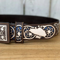 Laser Cut Leather Guerrero Western Belt with Removable Buckle - Brown - OriginalWestern.com