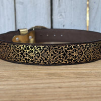 Laser Cut Leather Guias Rameado Western Belt with Removable Buckle - Gold - OriginalWestern.com