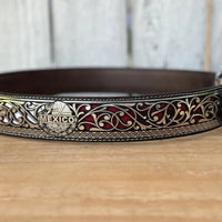 Laser Cut Leather Mexico Tricolor Western Belt with Removable Buckle - Silver - OriginalWestern.com