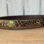 Laser Cut Leather Mexico Western Belt with Removable Buckle - Gold - OriginalWestern.com