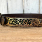 Laser Cut Leather Mexico Western Belt with Removable Buckle - Gold - OriginalWestern.com
