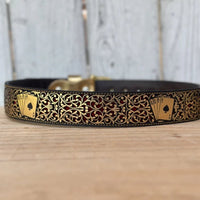 Laser Cut Leather Poker Aces Western Belt with Removable Buckle - Gold - OriginalWestern.com
