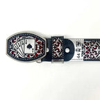 Laser Cut Leather Poker Aces Western Belt with Removable Buckle - Silver - OriginalWestern.com
