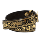 Laser Cut Leather Suerte Charra Western Belt with Removable Buckle - Gold - OriginalWestern.com