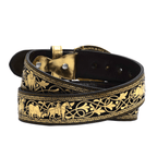 Laser Cut Leather Suerte Charra Western Belt with Removable Buckle - Gold - OriginalWestern.com