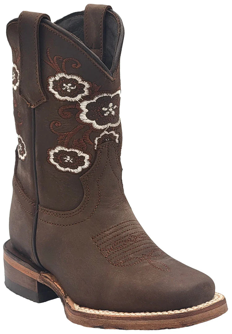 Silverton Kid's Linda All Leather Square Toe Boots-Choco
