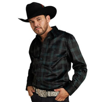 White Diamonds - Western Shirt with Snap Button- Double Pocket and Embroidered Detail -Black WD-815
