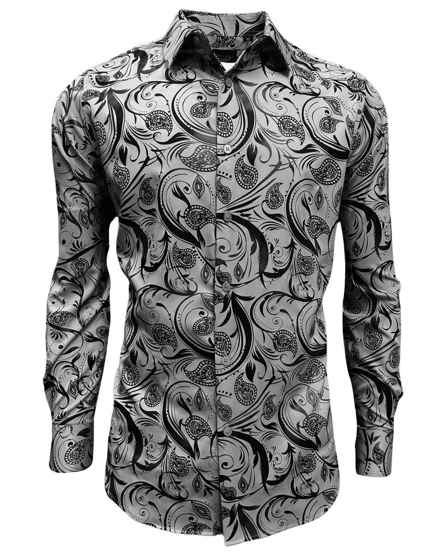 Lamasini - Gray Pattern Dress Shirt 3027 LAM-3444