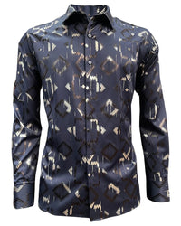 Lamasini - Navy Pattern Dress Shirt  4474 LAM-3595