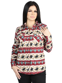 El General Women's Black/Gold Casual Long-Sleeve Shirt - Burgandy 44480