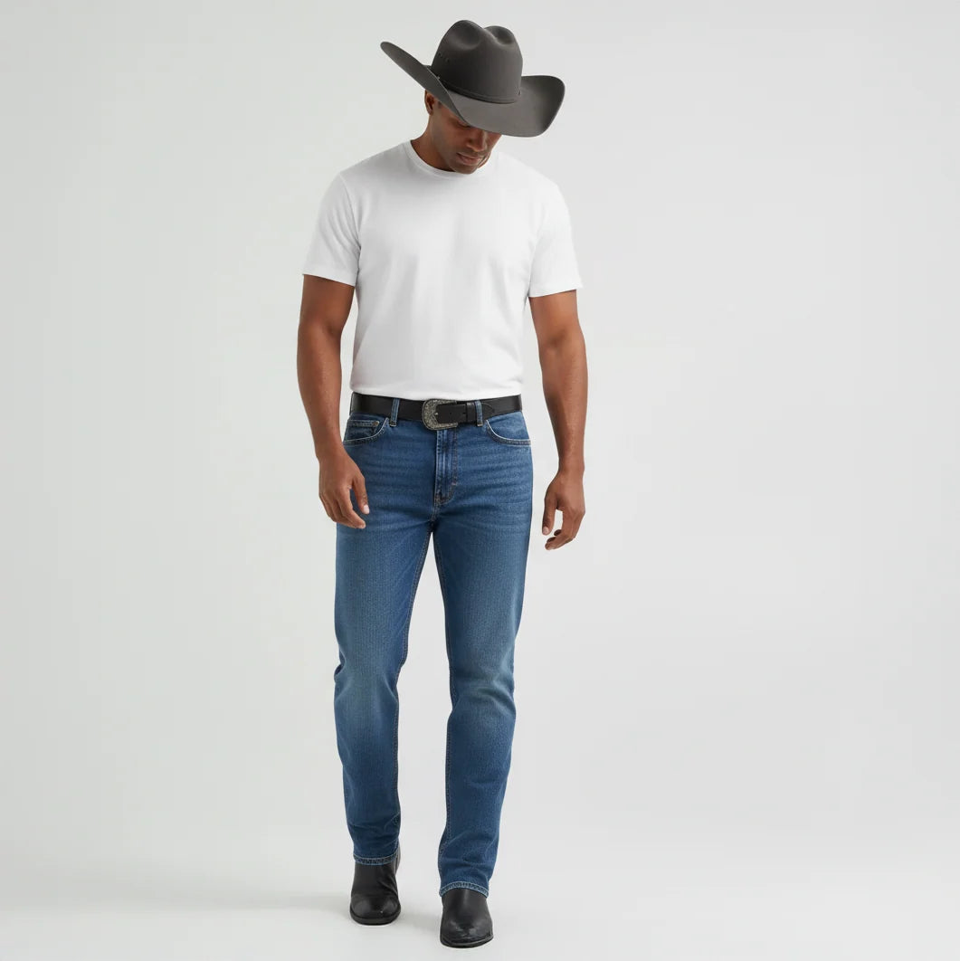 Men's Western Bootcut High Waist Stretch Premium Jeans - Light Blue CABW #3