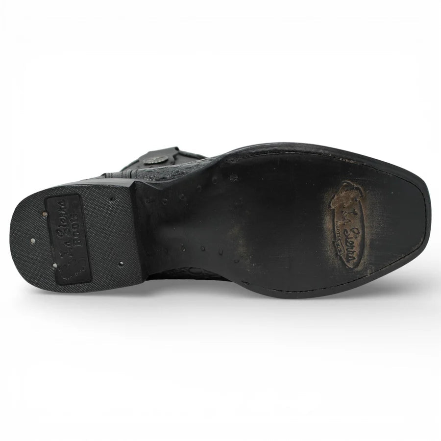 Men's Alligator Caiman Belly Print Dubai Square Toe Cowboy Boots w/ Zipper - Black - OriginalWestern.com