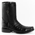 Men's Alligator Caiman Belly Print Dubai Square Toe Cowboy Boots w/ Zipper - Black - OriginalWestern.com