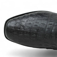 Men's Alligator Caiman Belly Print Dubai Square Toe Cowboy Boots w/ Zipper - Black - OriginalWestern.com