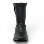 Men's Alligator Caiman Belly Print Dubai Square Toe Cowboy Boots w/ Zipper - Black - OriginalWestern.com