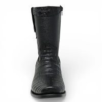 Men's Alligator Caiman Belly Print Dubai Square Toe Cowboy Boots w/ Zipper - Black - OriginalWestern.com