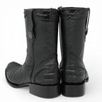 Men's Alligator Caiman Belly Print Dubai Square Toe Cowboy Boots w/ Zipper - Black - OriginalWestern.com