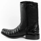 Men's Alligator Caiman Belly Print Dubai Square Toe Cowboy Boots w/ Zipper - Black - OriginalWestern.com