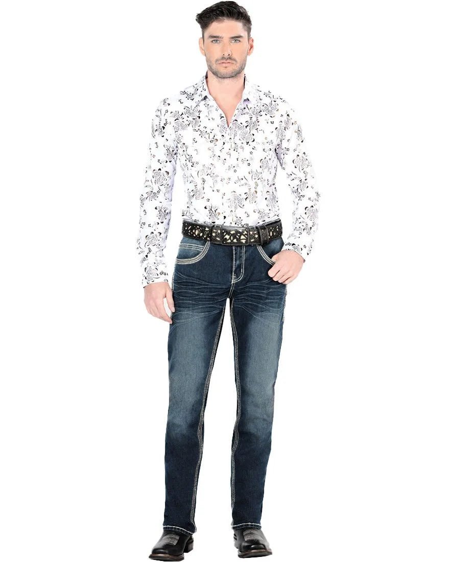 Men's Boot Cut Western Jeans – Stretch Denim Cowboy Pants – Azul Medio 1867 - OriginalWestern.com