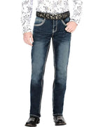 Men's Boot Cut Western Jeans – Stretch Denim Cowboy Pants – Azul Medio 1867 - OriginalWestern.com