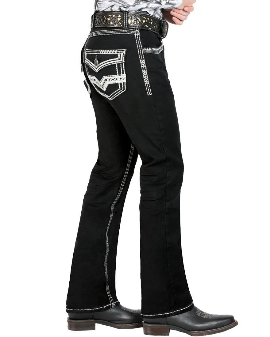 Men's Boot Cut Western Jeans – Stretch Denim Cowboy Pants – Black 1851 - OriginalWestern.com
