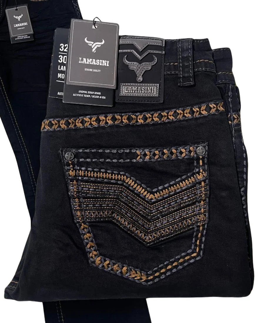 Men's Boot Cut Western Jeans – Stretch Denim Cowboy Pants – Black 1870 - OriginalWestern.com