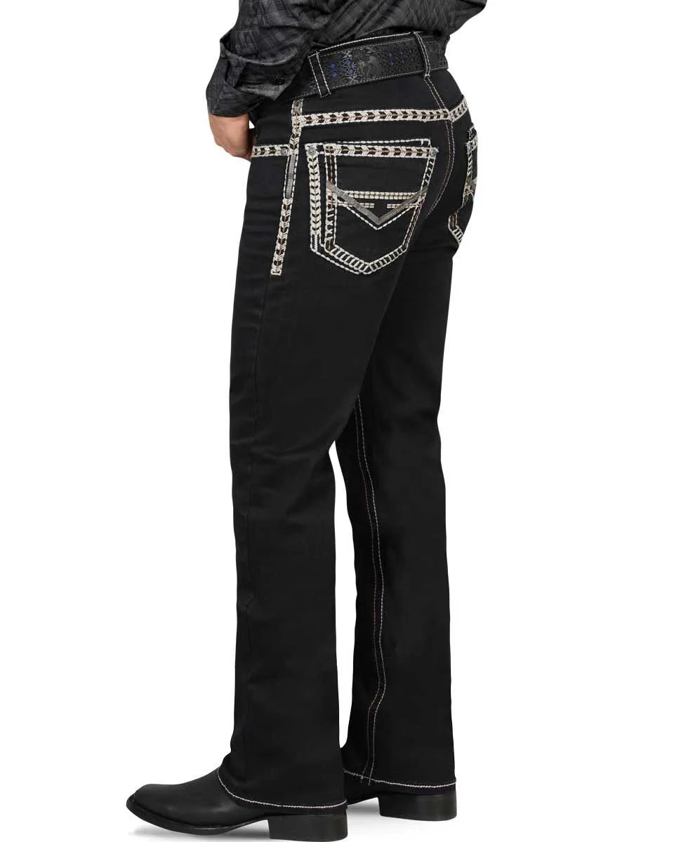Men's Boot Cut Western Jeans – Stretch Denim Cowboy Pants - Black 1872 - OriginalWestern.com