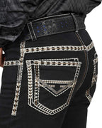 Men's Boot Cut Western Jeans – Stretch Denim Cowboy Pants - Black 1872 - OriginalWestern.com