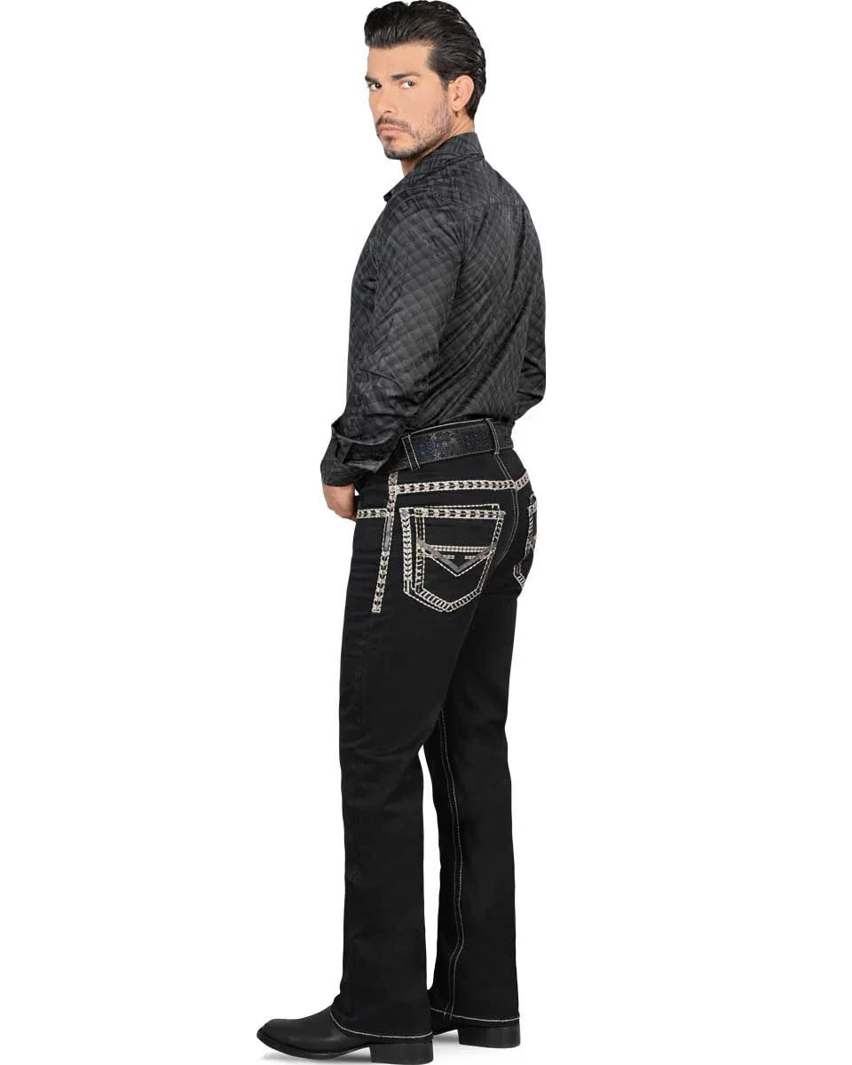 Men's Boot Cut Western Jeans – Stretch Denim Cowboy Pants - Black 1872 - OriginalWestern.com