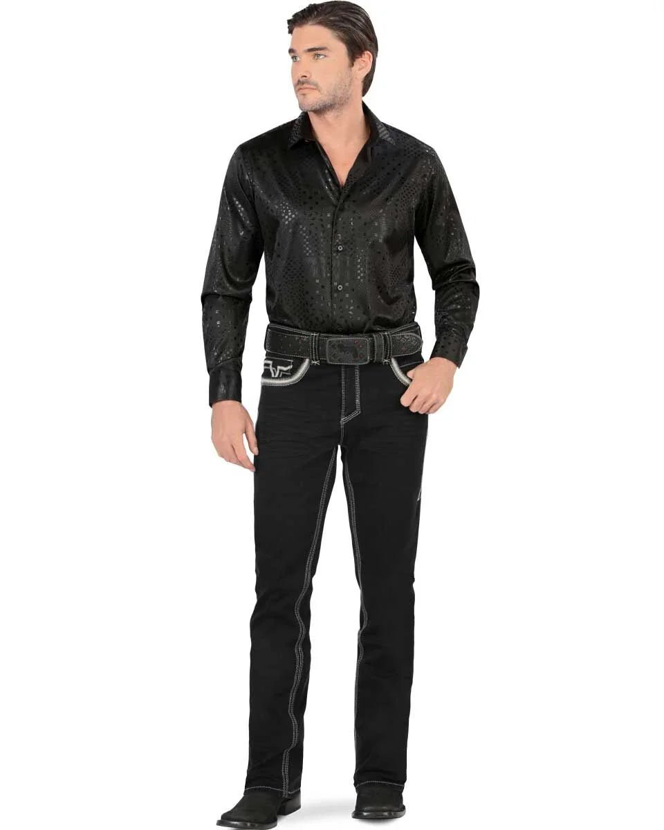 Men's Boot Cut Western Jeans – Stretch Denim Cowboy Pants - Black 26501 - OriginalWestern.com