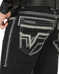 Men's Boot Cut Western Jeans – Stretch Denim Cowboy Pants - Black 26501 - OriginalWestern.com