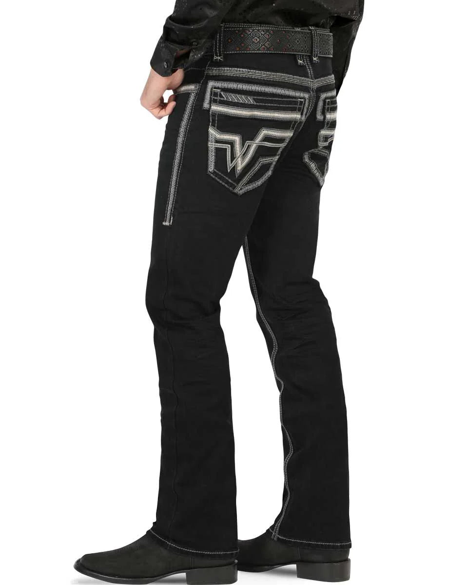 Men's Boot Cut Western Jeans – Stretch Denim Cowboy Pants - Black 26501 - OriginalWestern.com