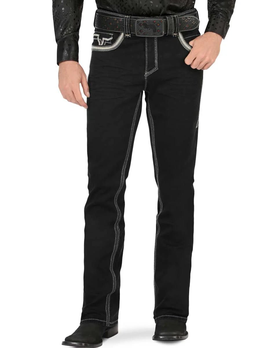 Men's Boot Cut Western Jeans – Stretch Denim Cowboy Pants - Black 26501 - OriginalWestern.com
