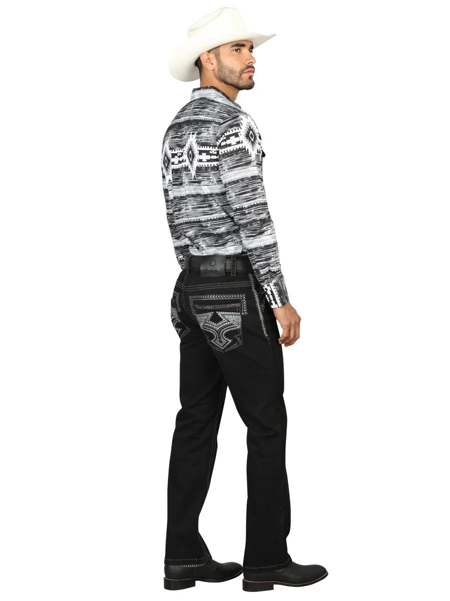 Men's Boot Cut Western Jeans – Stretch Denim Cowboy Pants - Black 45311 - OriginalWestern.com