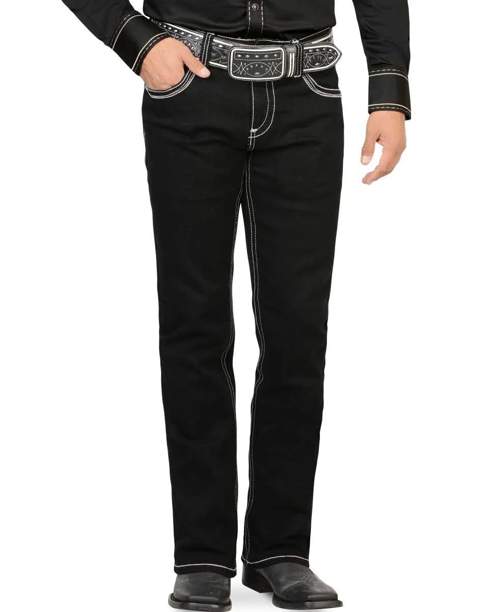 Men's Boot Cut Western Jeans – Stretch Denim Cowboy Pants -Black 4665 - OriginalWestern.com