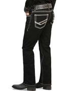 Men's Boot Cut Western Jeans – Stretch Denim Cowboy Pants -Black 4665 - OriginalWestern.com