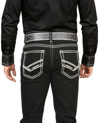 Men's Boot Cut Western Jeans – Stretch Denim Cowboy Pants -Black 4665 - OriginalWestern.com