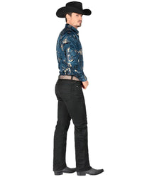 Men's Boot Cut Western Jeans – Stretch Denim Cowboy Pants – Black 5601 - OriginalWestern.com