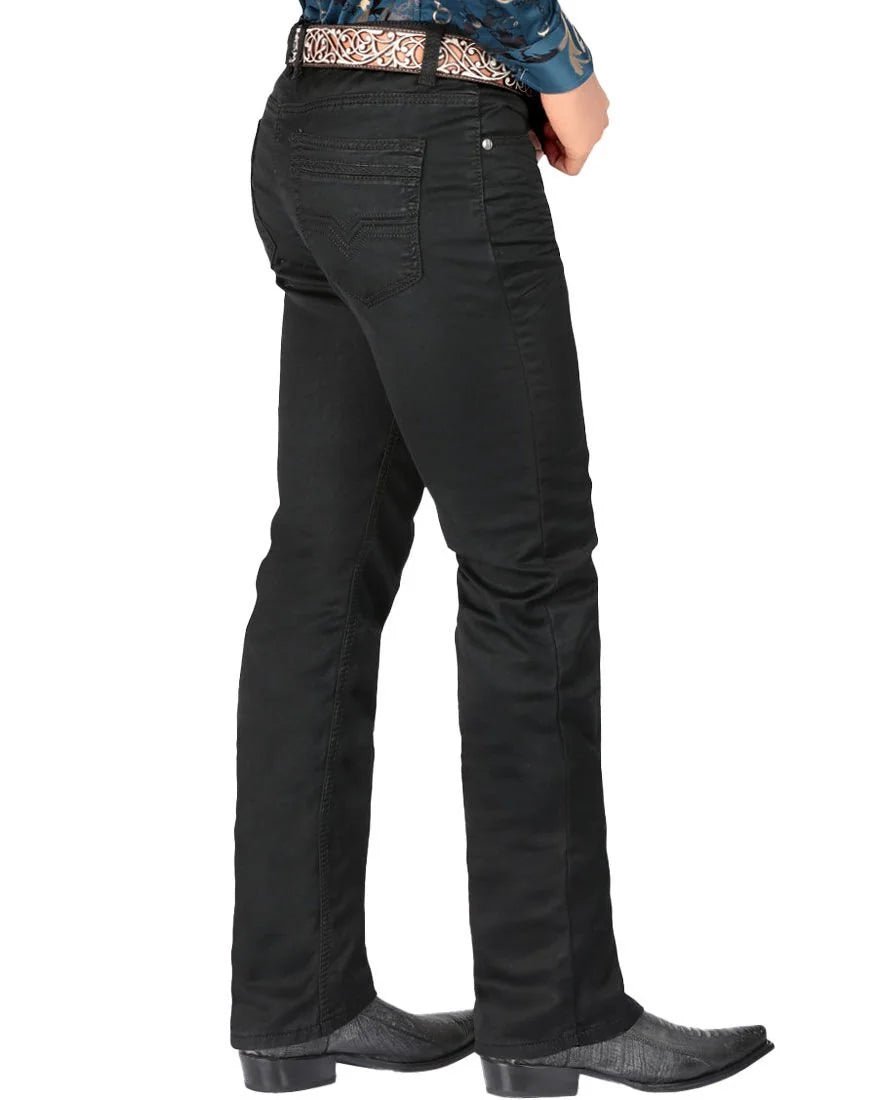 Men's Boot Cut Western Jeans – Stretch Denim Cowboy Pants – Black 5601 - OriginalWestern.com