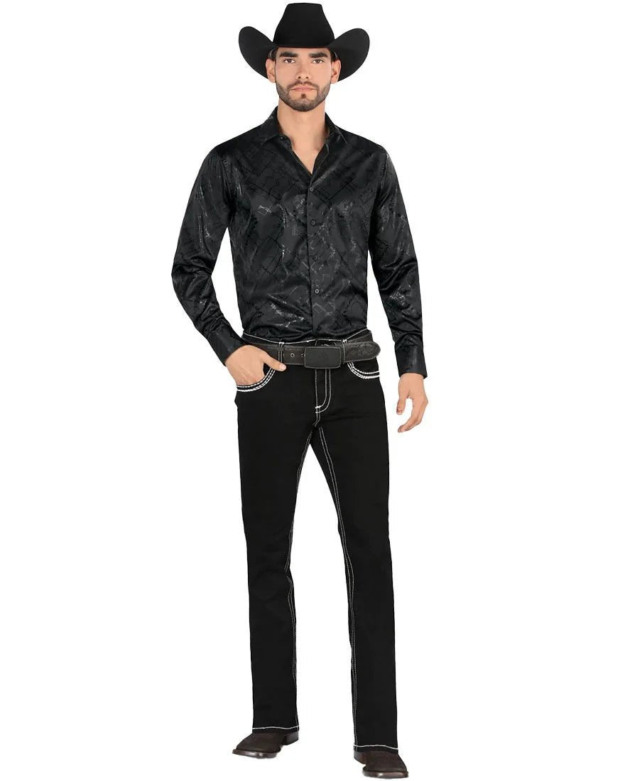 Men's Boot Cut Western Jeans – Stretch Denim Cowboy Pants – Black 9020 - OriginalWestern.com