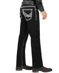 Men's Boot Cut Western Jeans – Stretch Denim Cowboy Pants – Black 9020 - OriginalWestern.com