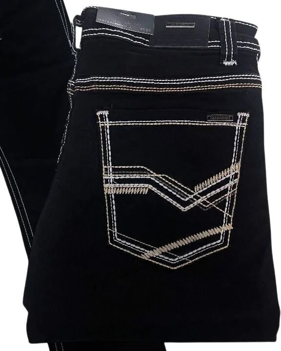 Men's Boot Cut Western Jeans – Stretch Denim Cowboy Pants - Black 9051 - OriginalWestern.com