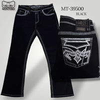 Men's Boot Cut Western Jeans – Stretch Denim Cowboy Pants - Black MON 39500 - OriginalWestern.com
