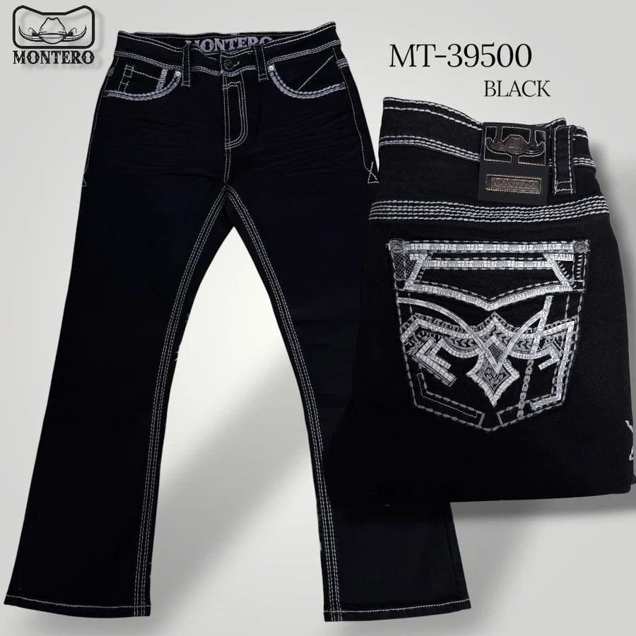 Men's Boot Cut Western Jeans – Stretch Denim Cowboy Pants - Black MON 39500 - OriginalWestern.com