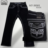 Men's Boot Cut Western Jeans – Stretch Denim Cowboy Pants -Black MON 39503 - OriginalWestern.com